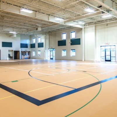 Large charter school gymnasium
