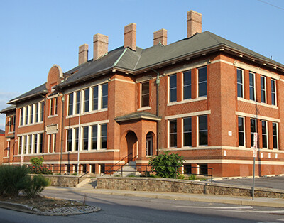 Two story red brick school building